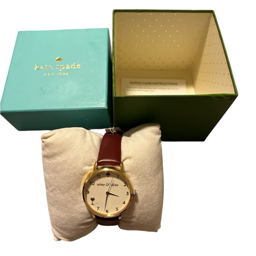 Kate Spade Metro Stainless Steel Leather Wine and Dine Watch - Picture 3 of 5